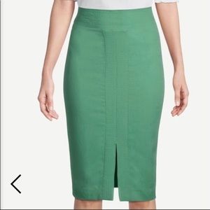 NWT Ann Taylor Kelly Green Banded Pencil Skirt